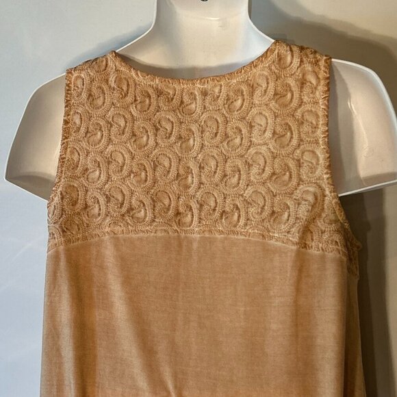 Soft Surroundings SZ M Pale Golden Washed Embroidered Tank Top Tunic - Picture 5 of 11